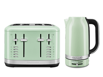 KitchenAid® Breakfast Set: Toaster 4 Slice + Electric Kettle in Green, bundle-KMT4109PT-KEK1701PT